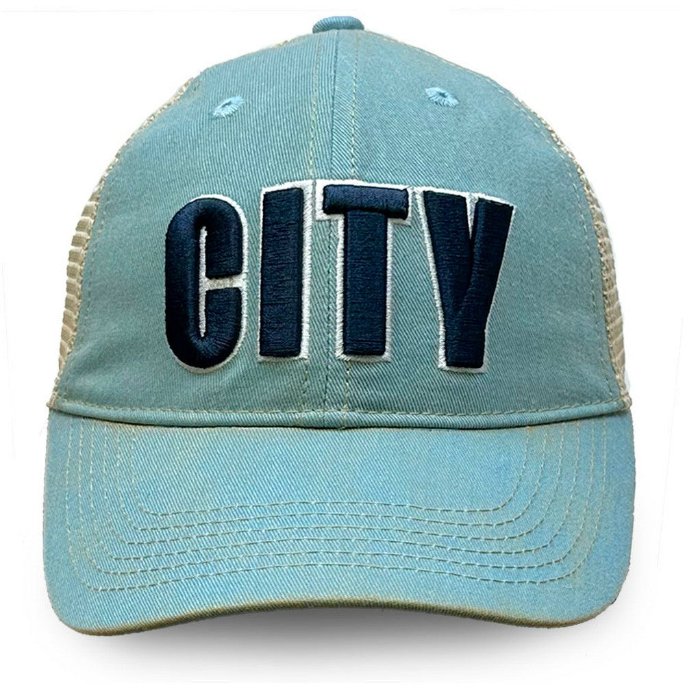 Manchester City 1863FC Washed Trucker Adjustable Hat Discount - Sky Blue 