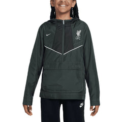 Liverpool Youth Amplify Windrunner Anorak Half-Zip Hoodie Jacket Discount - Black 