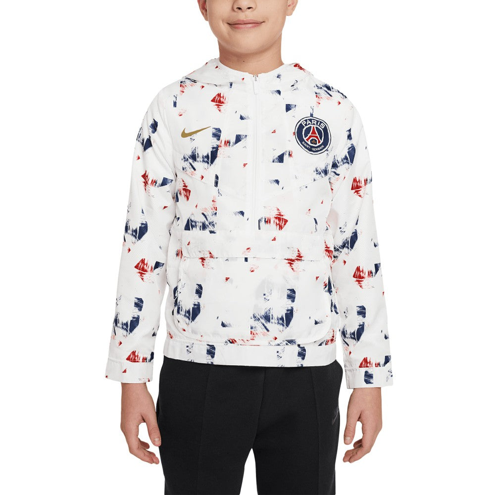 Paris Saint-Germain Youth Amplify Anorak Half-Zip Hoodie Jacket on sale - White 