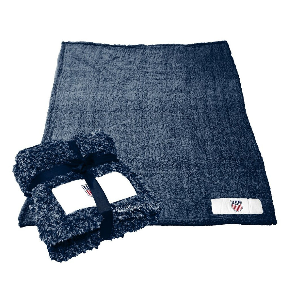 USMNT Logo Brands 60'' x 50'' Color Frosty Fleece Blanket for sale - Navy 