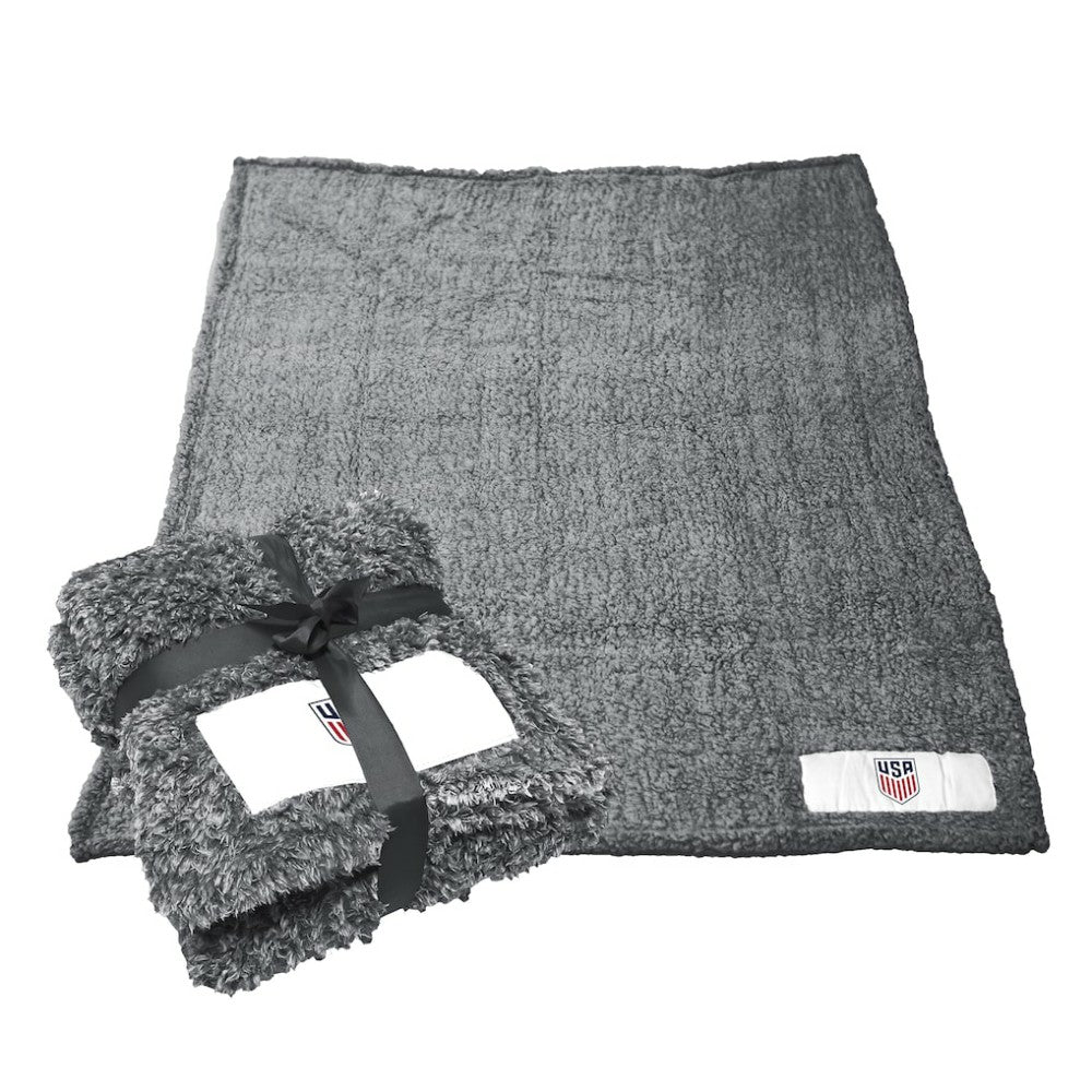 USMNT Logo Brands 60'' x 50'' Color Frosty Fleece Blanket for sale - Charcoal 