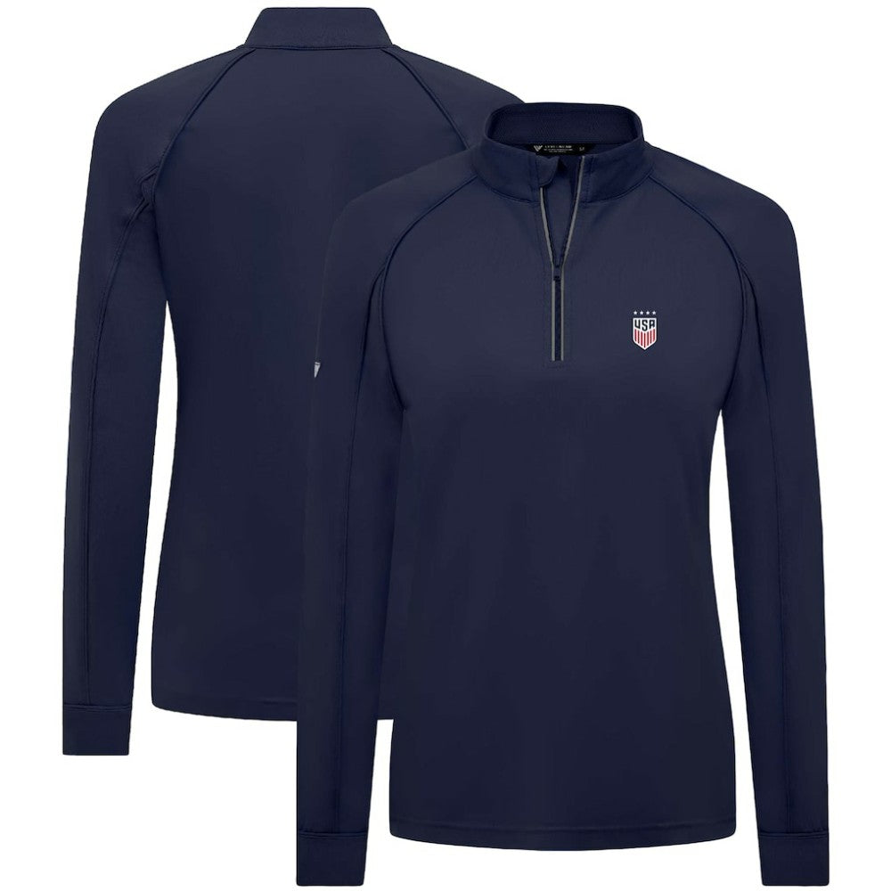 USWNT Levelwear Women's Kinetic Insignia Quarter-Zip Pullover on sale - Navy 