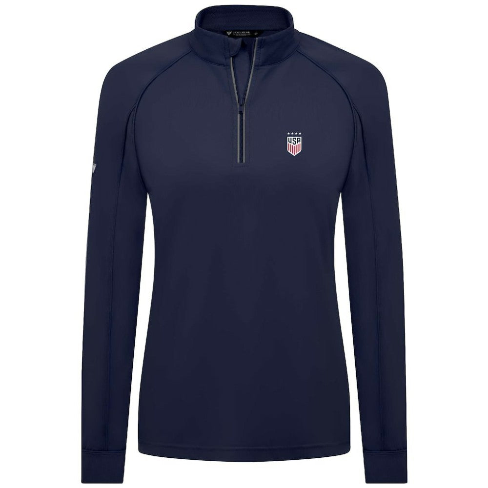USWNT Levelwear Women's Kinetic Insignia Quarter-Zip Pullover on sale - Navy 