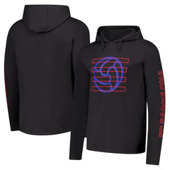 Barcelona Wordmark Long Sleeve  Hoodie T-Shirt- Charcoal 