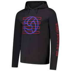Barcelona Wordmark Long Sleeve  Hoodie T-Shirt- Charcoal 