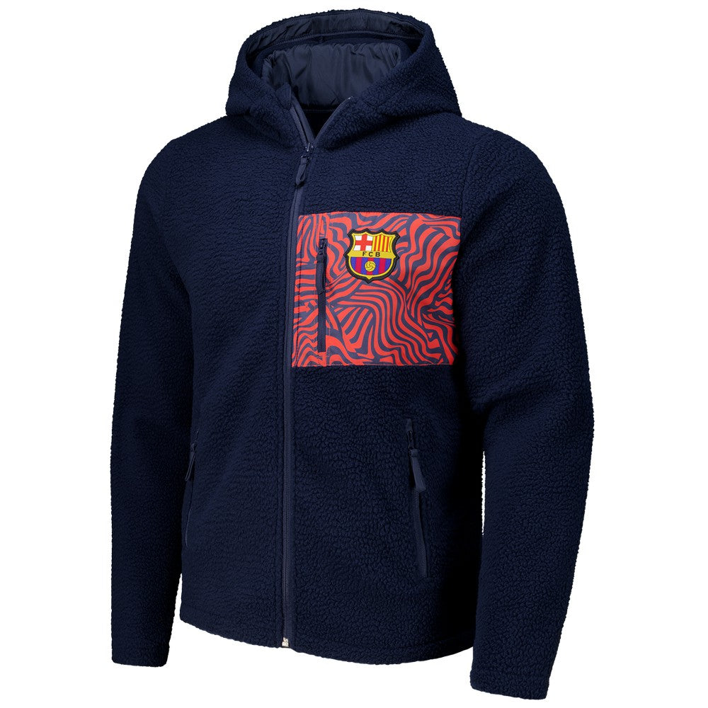 Barcelona Sherpa Full-Zip Hoodie Jacket on sale - Navy 
