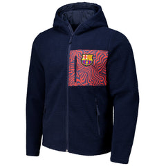 Barcelona Sherpa Full-Zip Hoodie Jacket on sale - Navy 