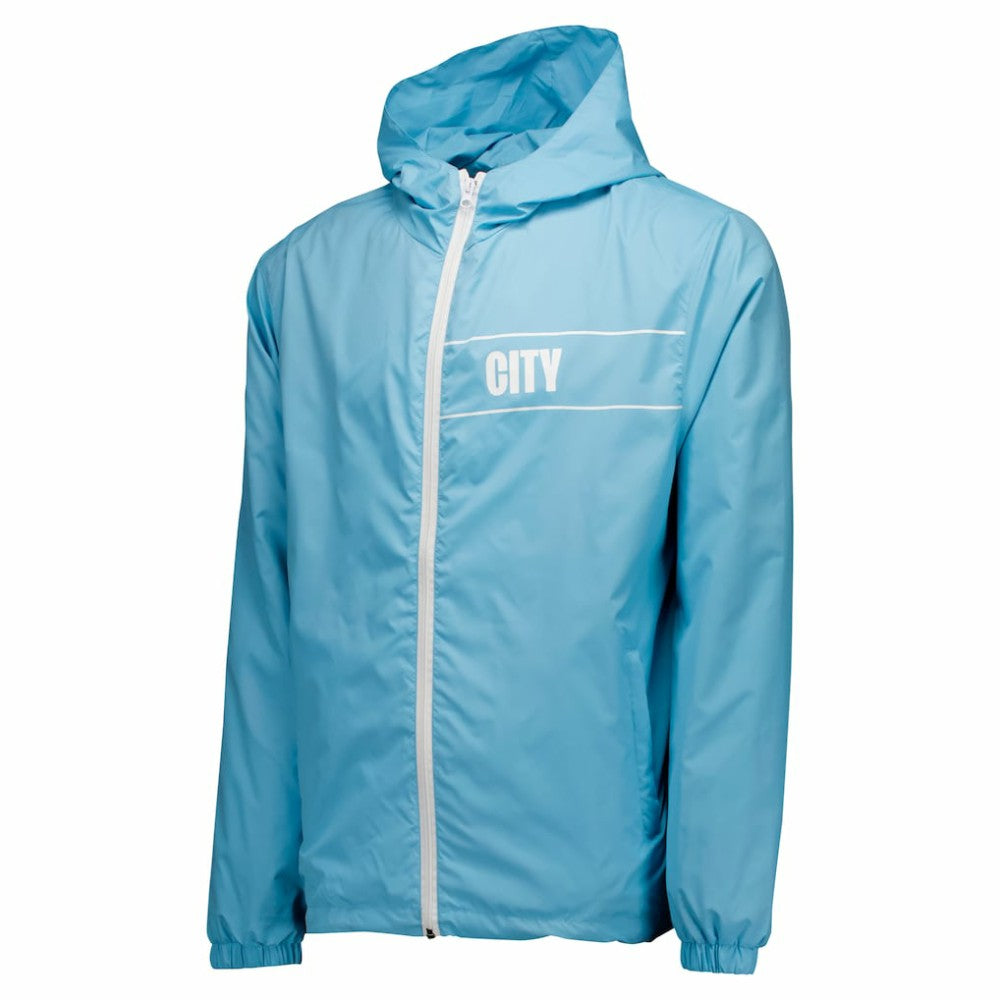 Manchester City Home Match Hoodie Full-Zip Windbreaker Jacket Discount - Light Blue 