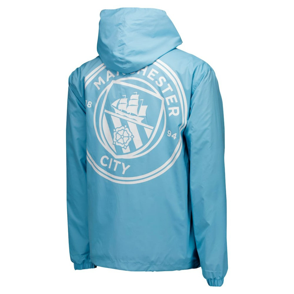 Manchester City Home Match Hoodie Full-Zip Windbreaker Jacket Discount - Light Blue 