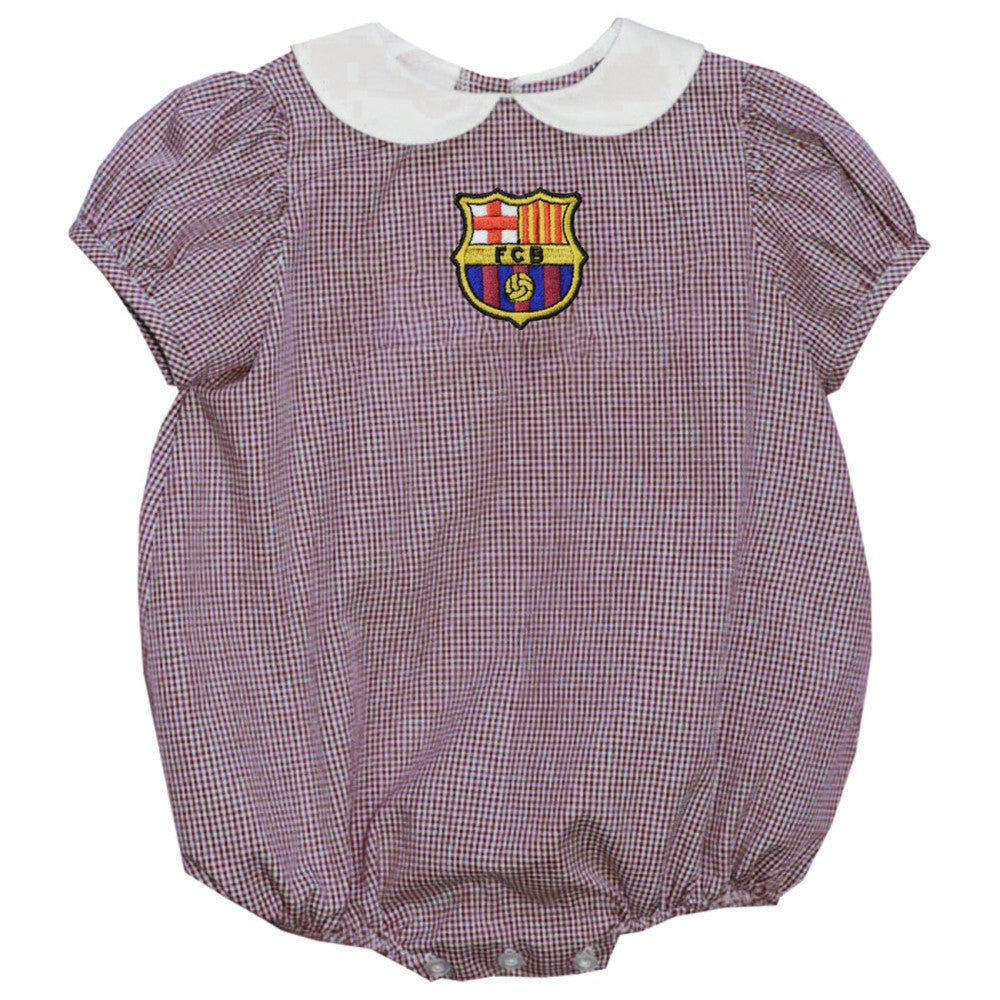 Barcelona Vive La Fete Girls Infant Gingham Puffy Bubble Dress on sale - Maroon 