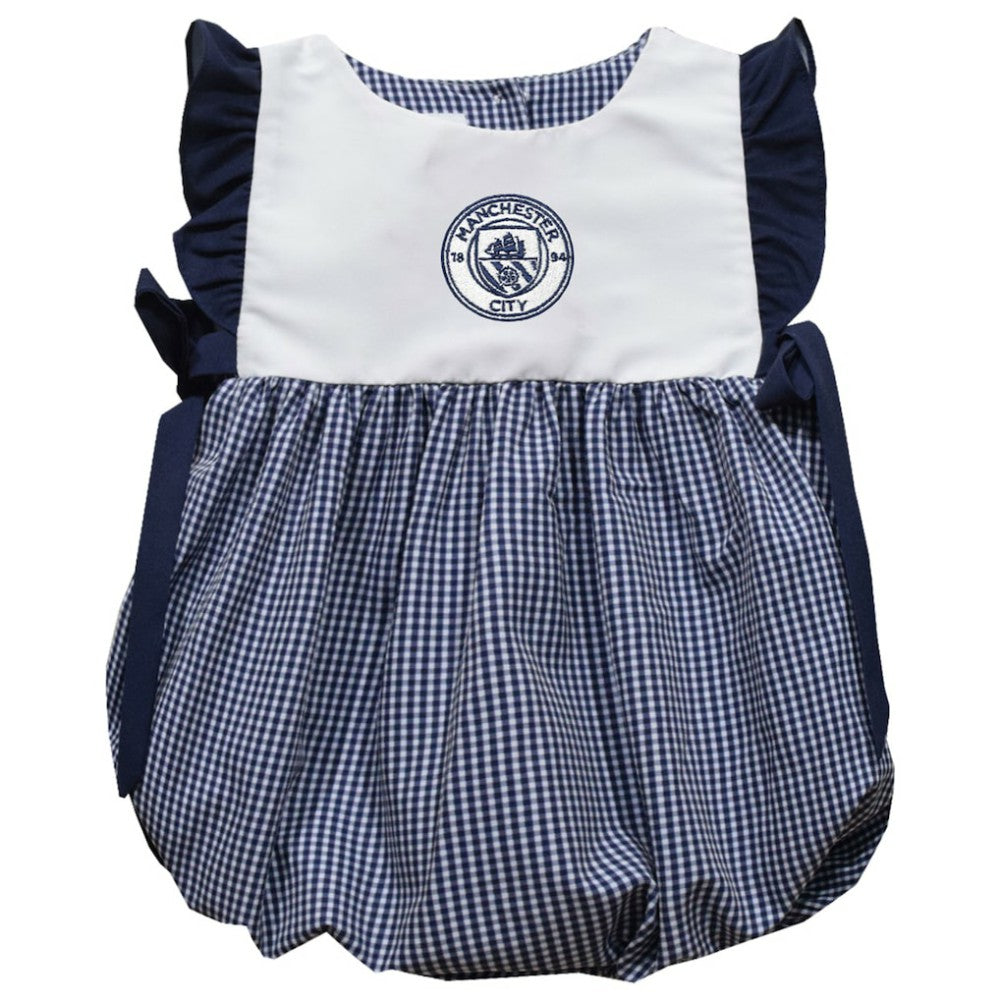 Manchester City Vive La Fete Girl's Infant Gingham Bubble Dress Discount - Navy 