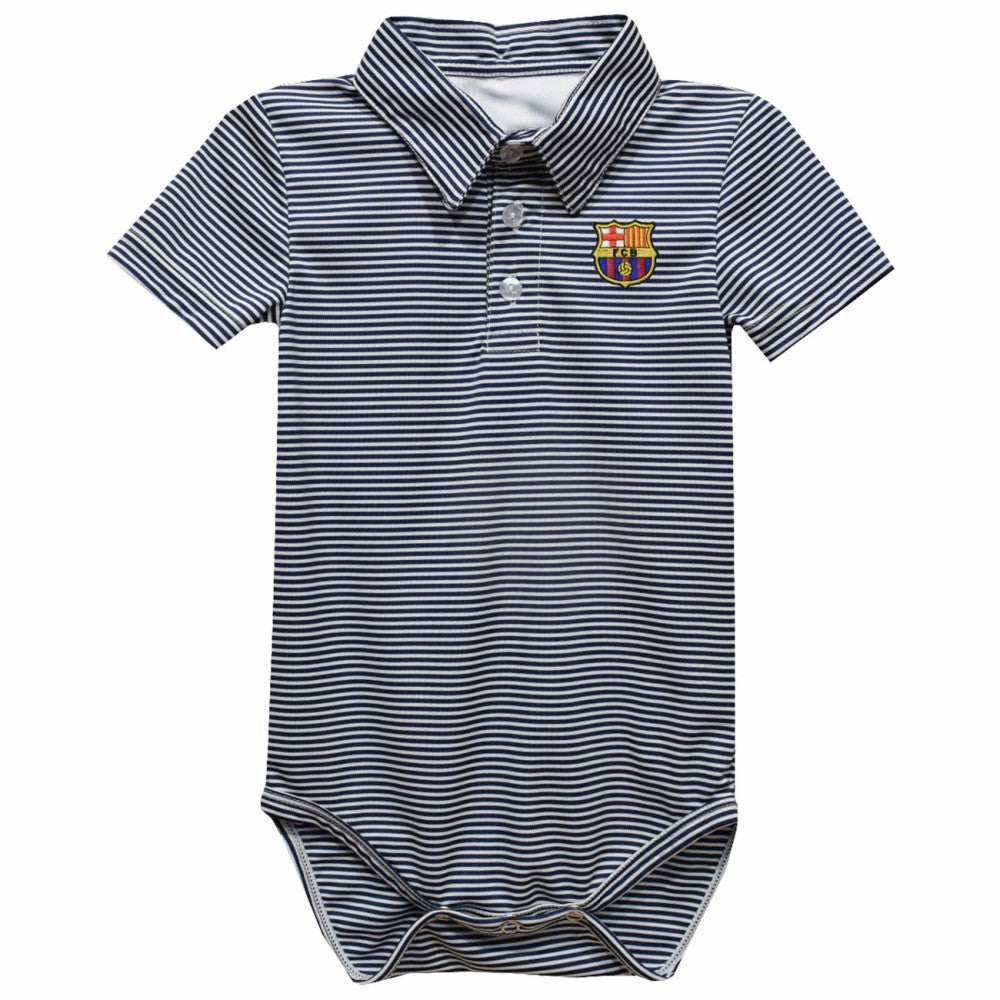 Barcelona Vive La Fete Infant Polo Pencil Stripe Bodysuit on sale - Navy 
