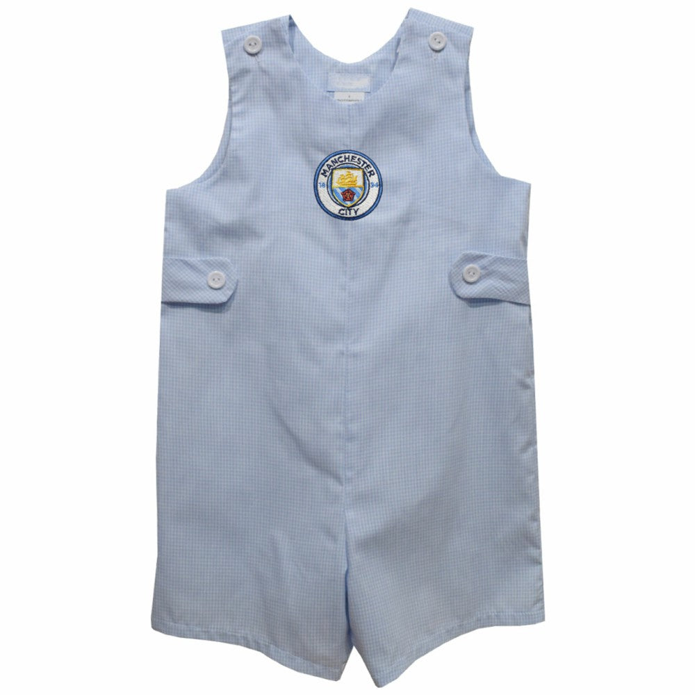 Manchester City Vive La Fete Infant Gingham Jon Jon Romper Discount - Sky Blue 