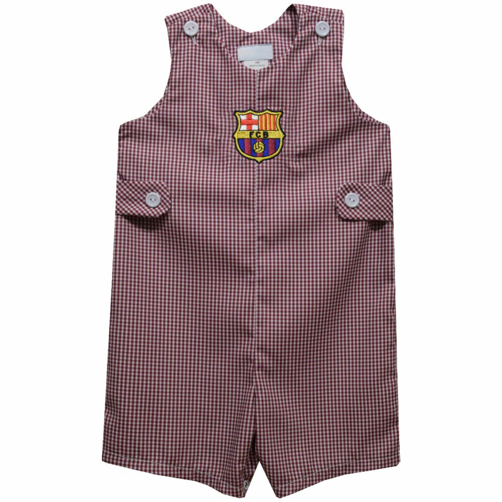 Barcelona Vive La Fete Infant Gingham Jon Jon Romper for sale - Maroon 