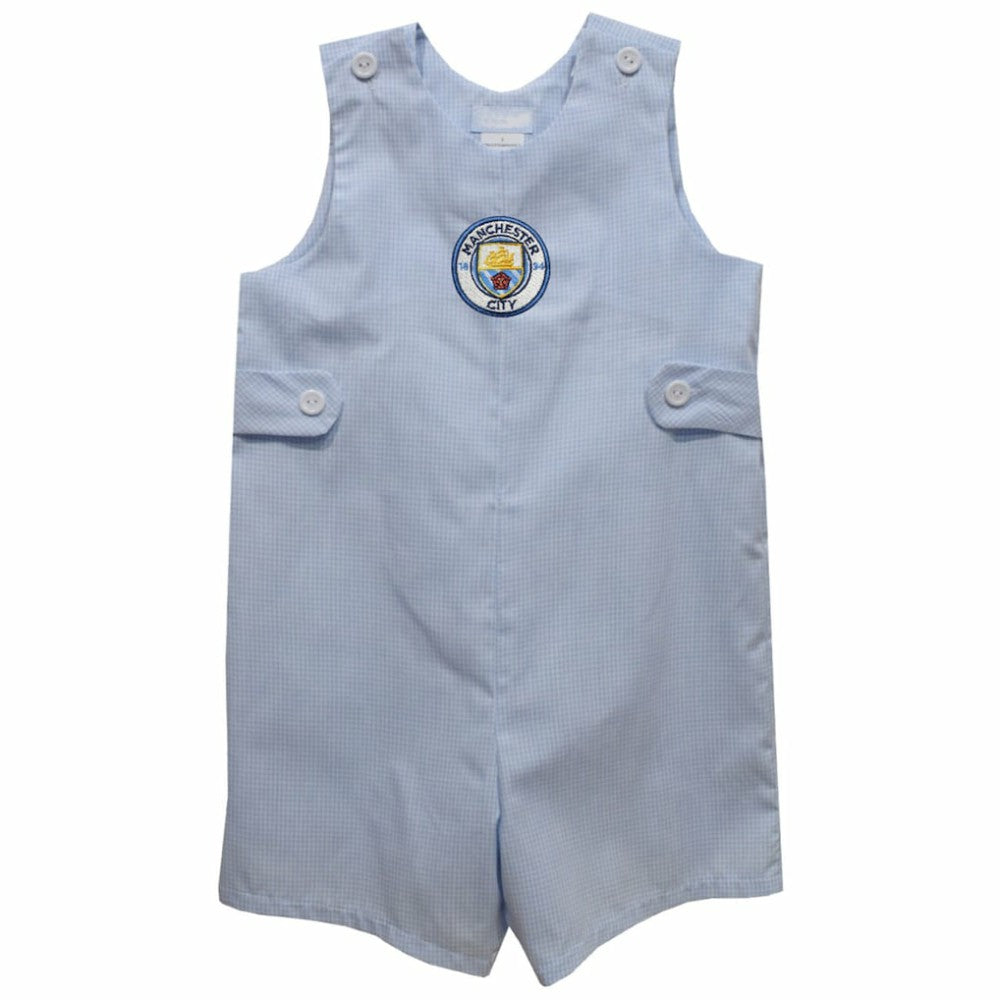 Manchester City Vive La Fete Toddler Gingham Jon Jon Romper Discount - Sky Blue 