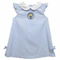 Manchester City Vive La Fete Girls Infant Mini Check A-Line Dress Discount - Sky Blue 