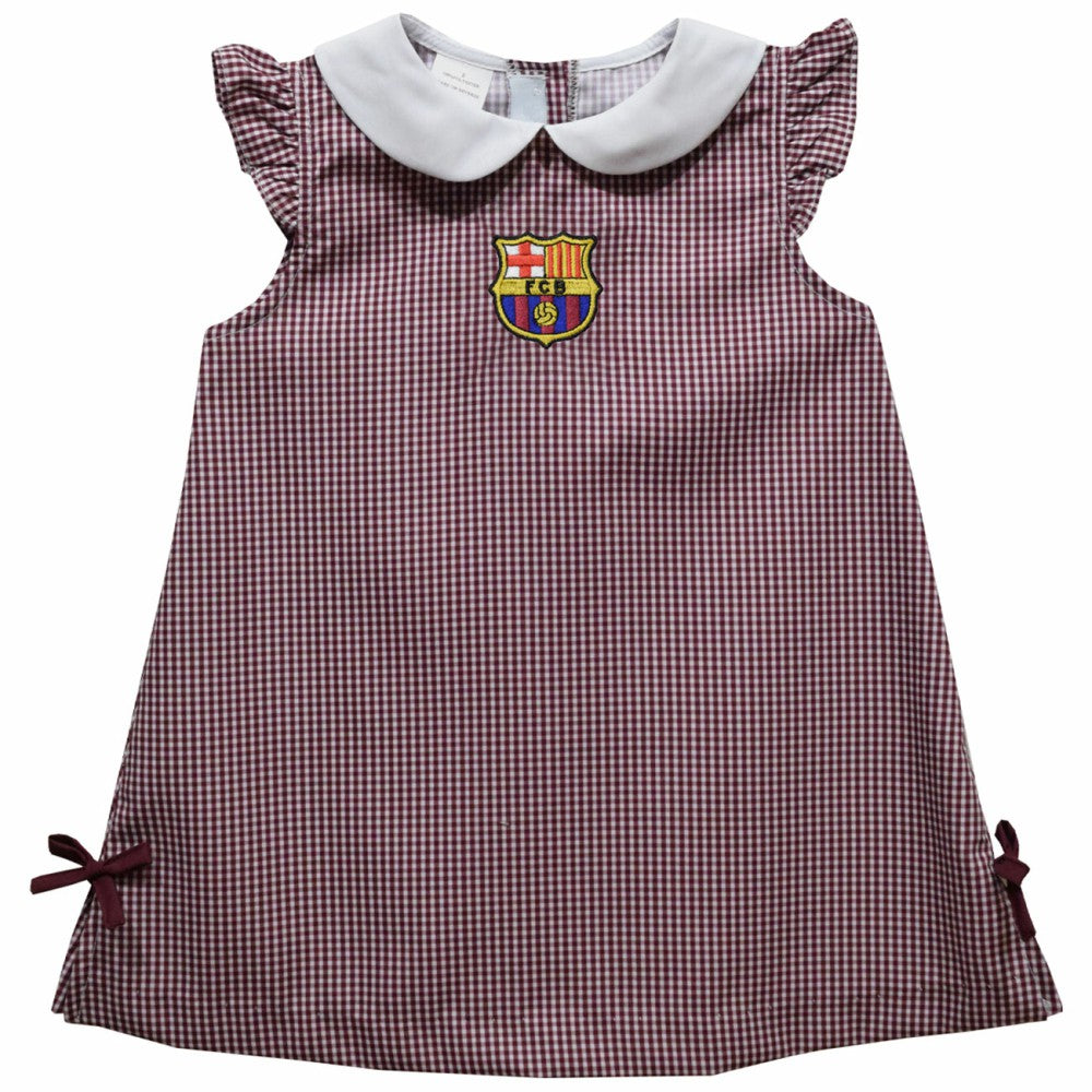 Barcelona Vive La Fete Girls Infant Gingham A-Line Dress on sale - Maroon 