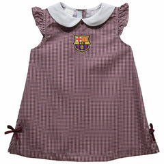 Barcelona Vive La Fete Girls Infant Gingham A-Line Dress on sale - Maroon 