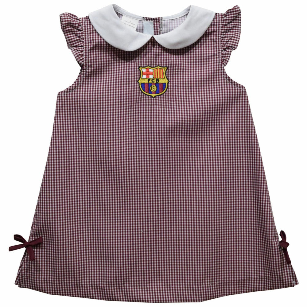 Barcelona Vive La Fete Girls Toddler Gingham A-Line Dress on sale - Maroon 