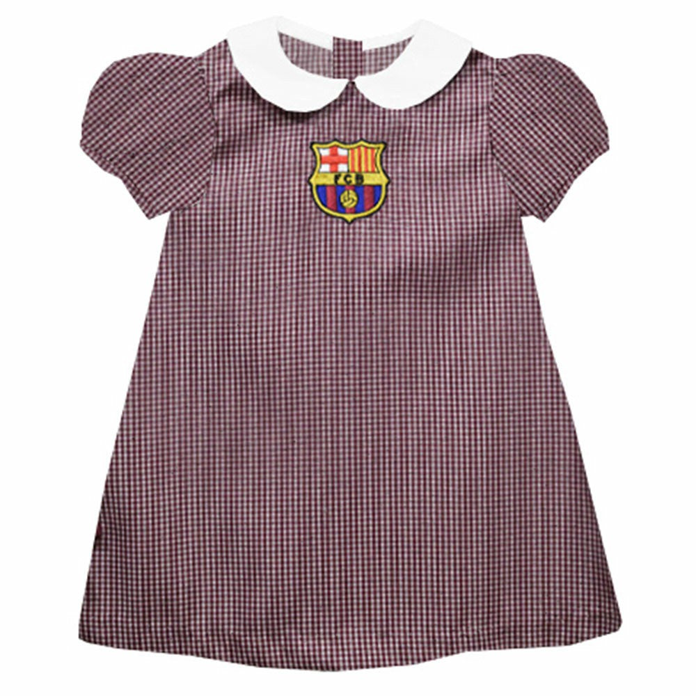Barcelona Vive La Fete Girls Toddler Gingham Puffy A-Line Dress on sale - Maroon 