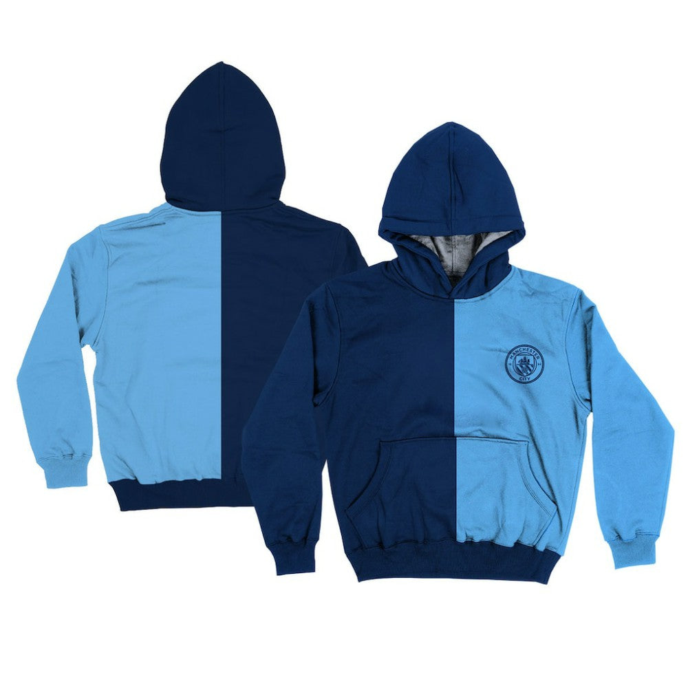 Manchester City Vive La Fete Youth Color Block Fleece Pullover Hoodie Discount - Navy/Sky Blue 