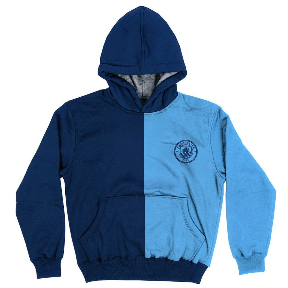 Manchester City Vive La Fete Youth Color Block Fleece Pullover Hoodie Discount - Navy/Sky Blue 