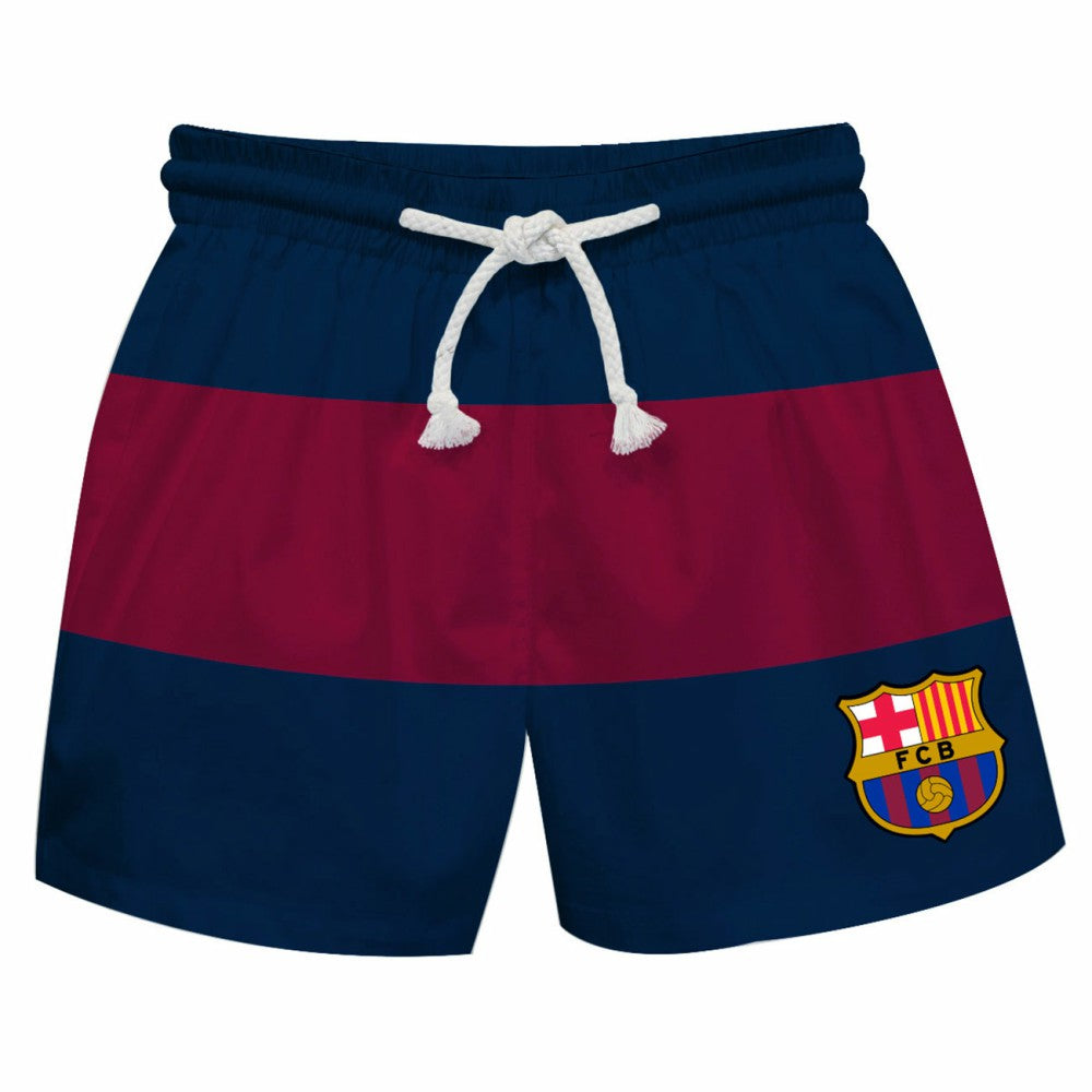 Barcelona Vive La Fete Youth Stripe Swim Trunks on sale - Navy/Maroon 