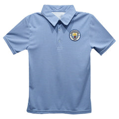 Manchester City Vive La Fete Youth Pencil Stripe Polo Discount - Sky Blue 