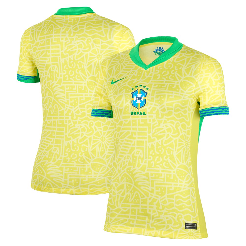 Brazil National Team Women's 2024 Home Stadium Replica Jersey – Yellow 