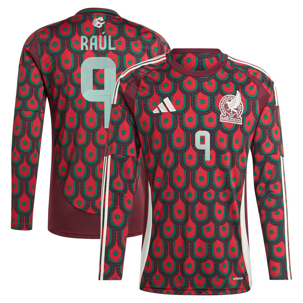 Raul Jimenez Mexico National Team 2024 Home Replica Player Long Sleeve Jersey for sale - Burgundy 