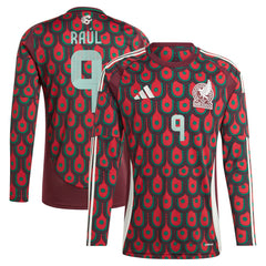 Raul Jimenez Mexico National Team 2024 Home Replica Player Long Sleeve Jersey for sale - Burgundy 