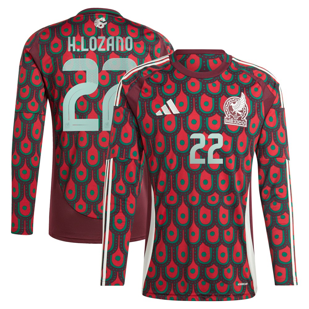 Hirving Lozano Mexico National Team 2024 Home Replica Player Long Sleeve Jersey for sale - Burgundy 