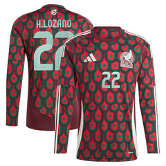 Hirving Lozano Mexico National Team 2024 Home Replica Player Long Sleeve Jersey for sale - Burgundy 