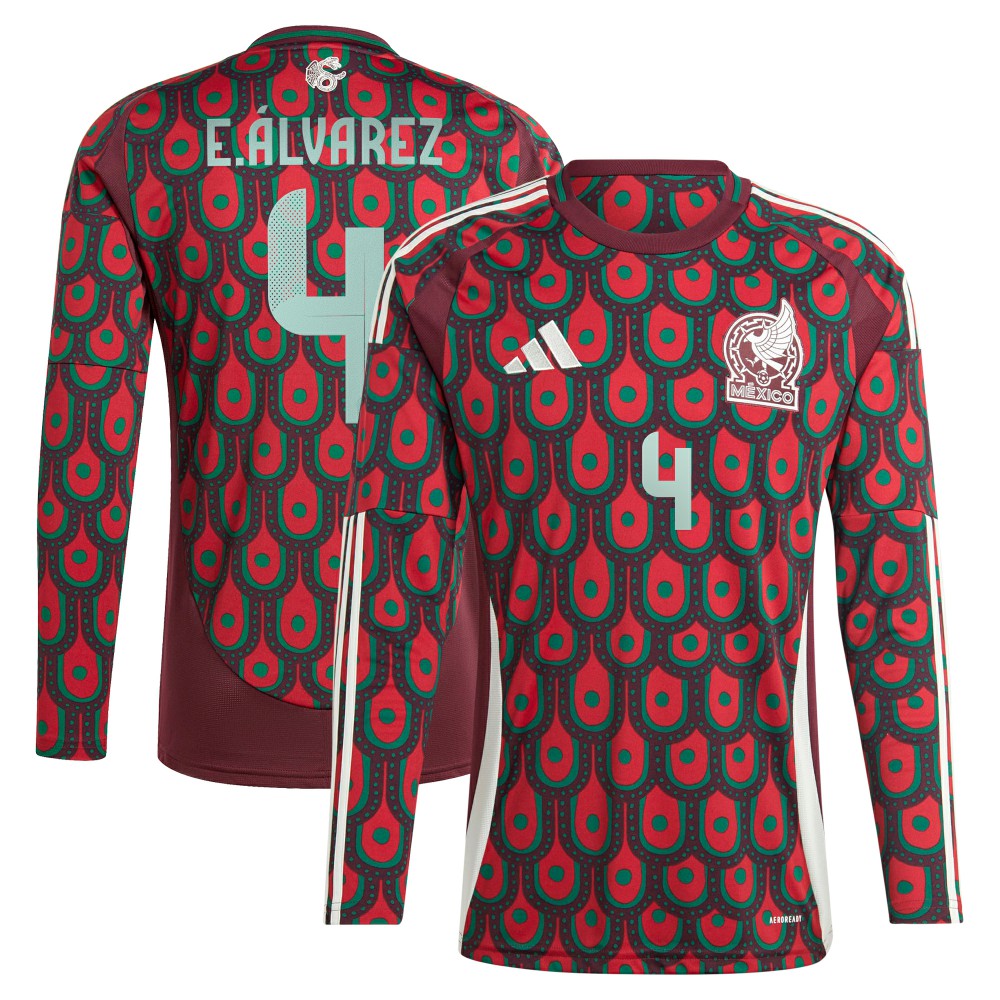 Edson Alvarez Mexico National Team 2024 Home Replica Player Long Sleeve Jersey for sale - Burgundy 