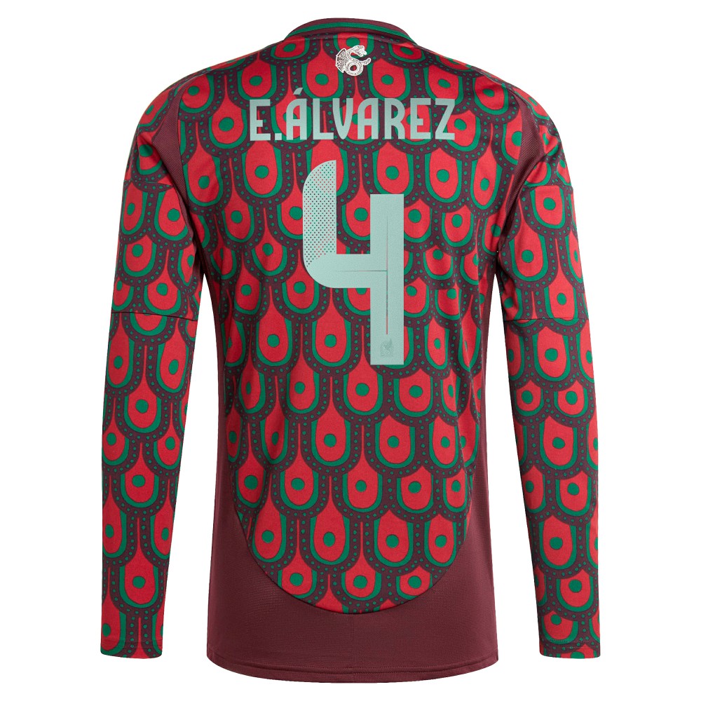 Edson Alvarez Mexico National Team 2024 Home Replica Player Long Sleeve Jersey for sale - Burgundy 