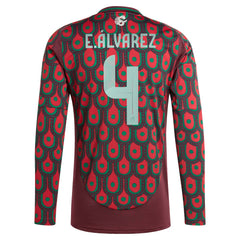 Edson Alvarez Mexico National Team 2024 Home Replica Player Long Sleeve Jersey for sale - Burgundy 