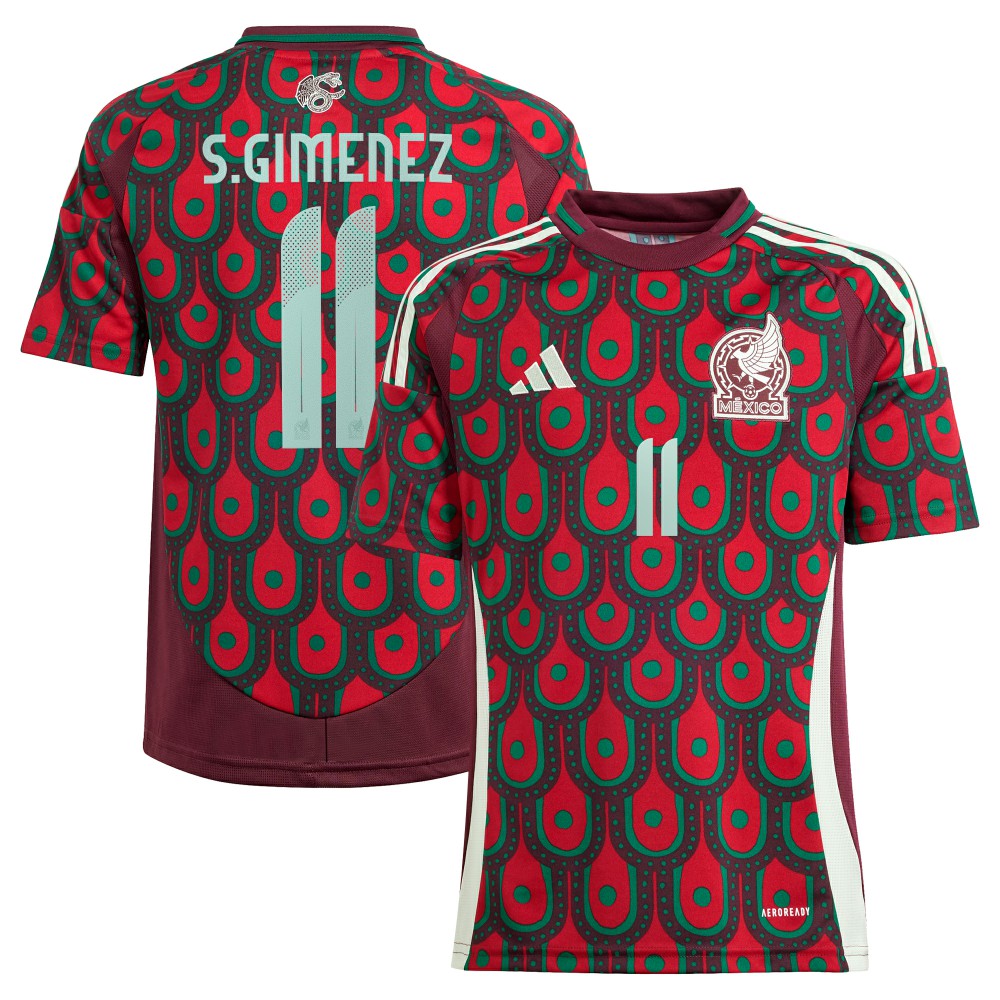 Santiago Giménez Mexico National Team Youth 2024 Home Replica Player Jersey for sale - Burgundy 