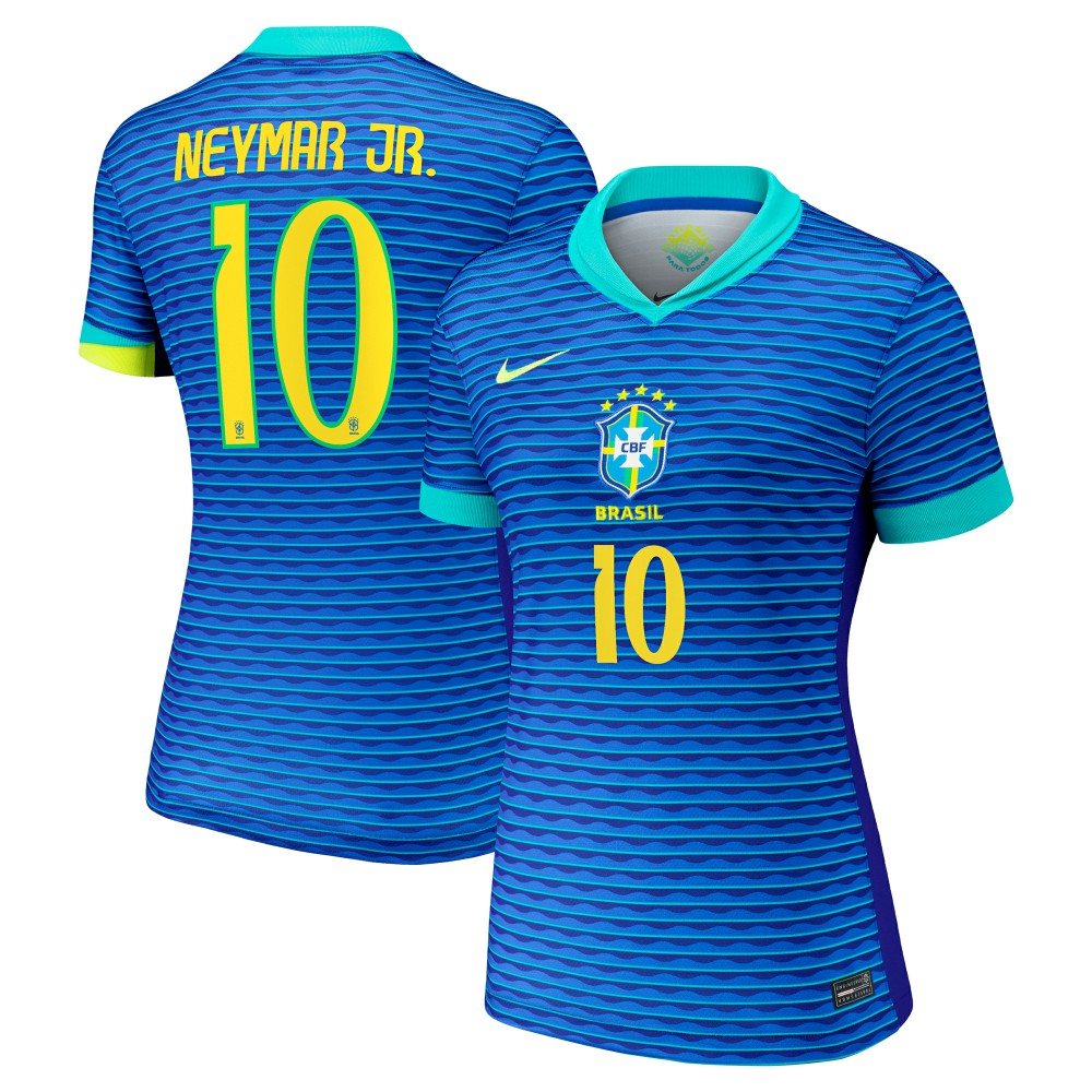 Neymar Jr. Brazil National Team Women's 2024 Away Stadium Replica Player Jersey – Blue 
