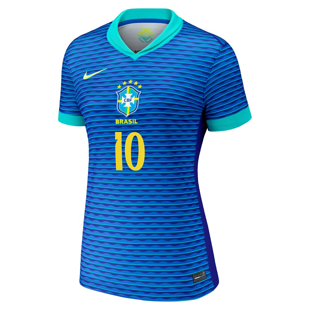 Neymar Jr. Brazil National Team Women's 2024 Away Stadium Replica Player Jersey – Blue 