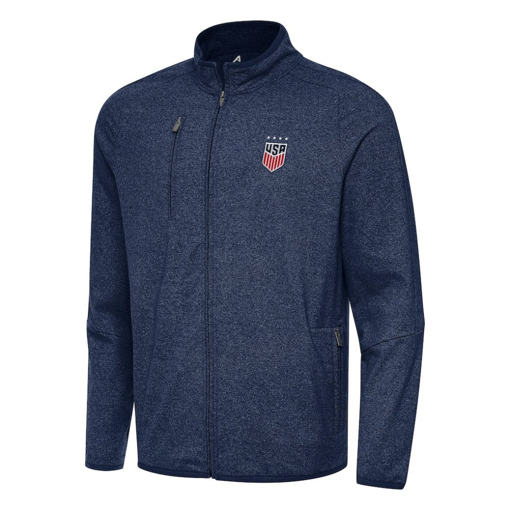 USWNT Antigua Hold-Up Tri-Blend Full-Zip Jacket on sale - Heather Navy 