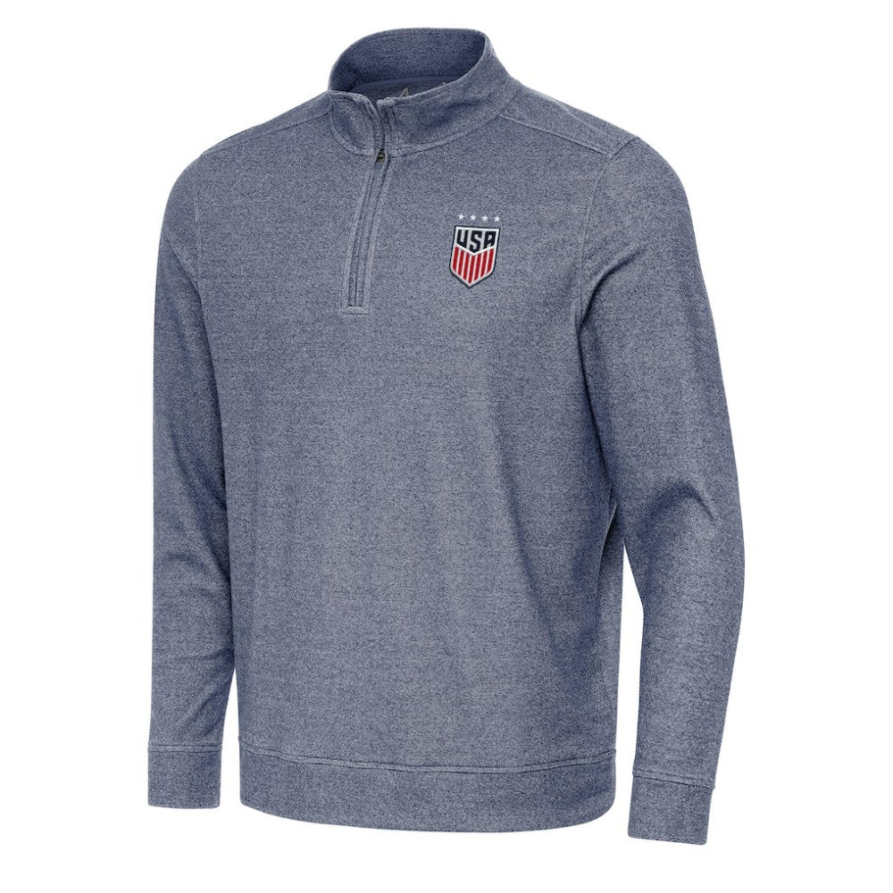 USWNT Antigua Subtle Quarter-Zip Top on sale - Heather Navy 