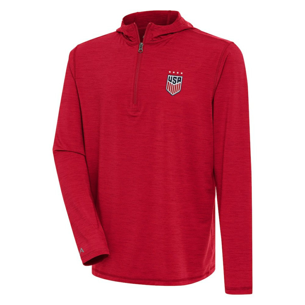 USWNT Antigua Tidy Quarter-Zip Hoodie on sale - Heather Red 