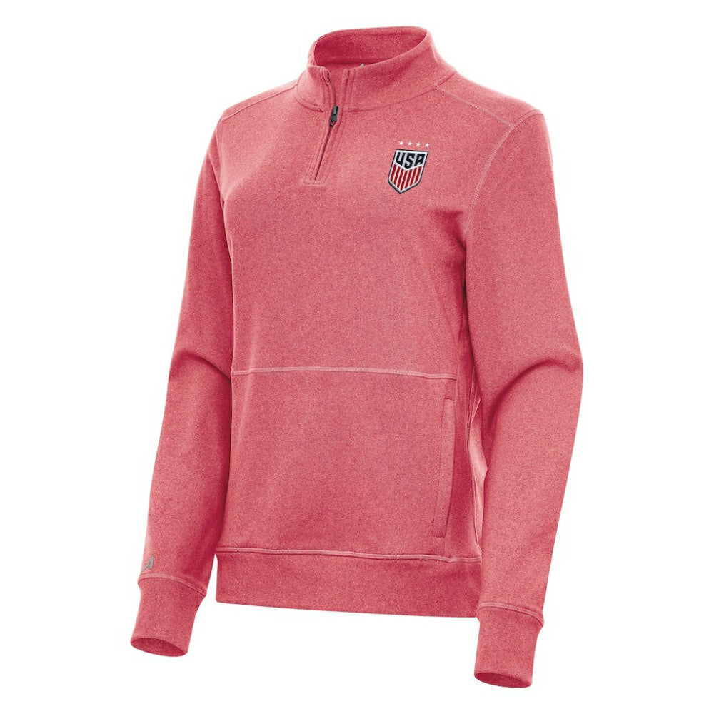 USWNT Antigua Women's Crush Quarter-Zip Top on sale - Heather Red 