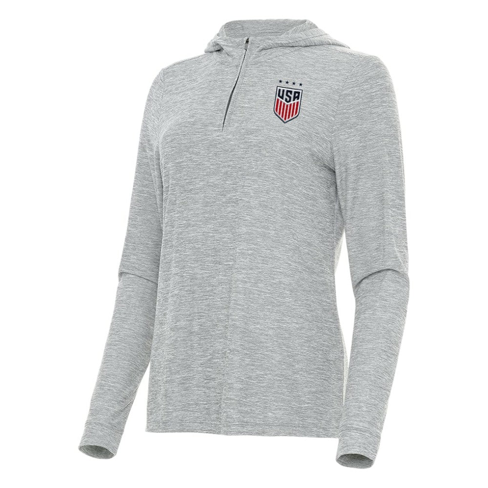USWNT Antigua Women's Daybreak Quarter-Zip Hoodie on sale - Heather Gray 