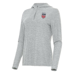 USWNT Antigua Women's Daybreak Quarter-Zip Hoodie on sale - Heather Gray 