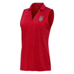 USWNT Antigua Layout Sleeveless V-Neck Polo on sale - Heather Red 
