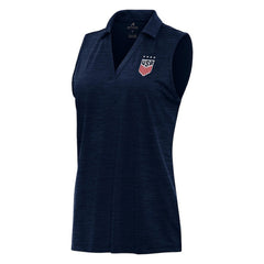 USWNT Antigua Layout Sleeveless V-Neck Polo on sale - Heather Navy 