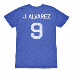 Julián Álvarez Argentina National Team 1863FC Retro Name & Number Tri-Blend T-Shirt for sale - Blue 