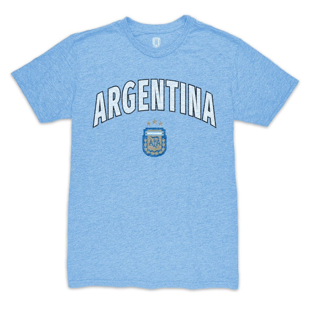 Argentina National Team 1863FC Retro Wordmark Tri-Blend T-Shirt for sale - Light Blue 