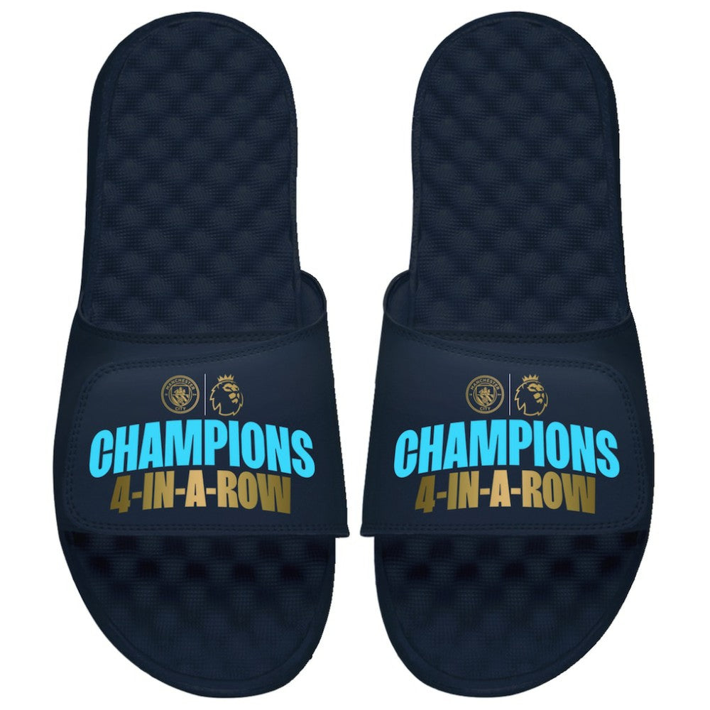 Manchester City ISlide Youth Four-Time Consecutive Premier League Champions Slide Sandals Discount - Navy 